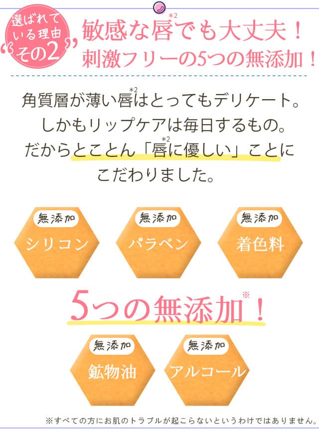 敏感な唇でも大丈夫!刺激フリーの5つの無添加!