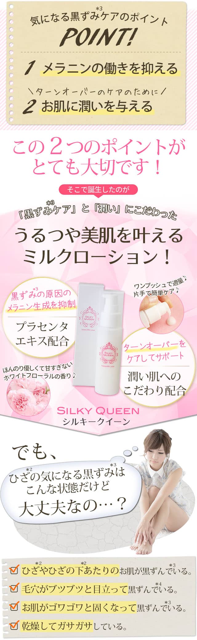 黒ずみケアと潤いにこだわったシルキークイーン