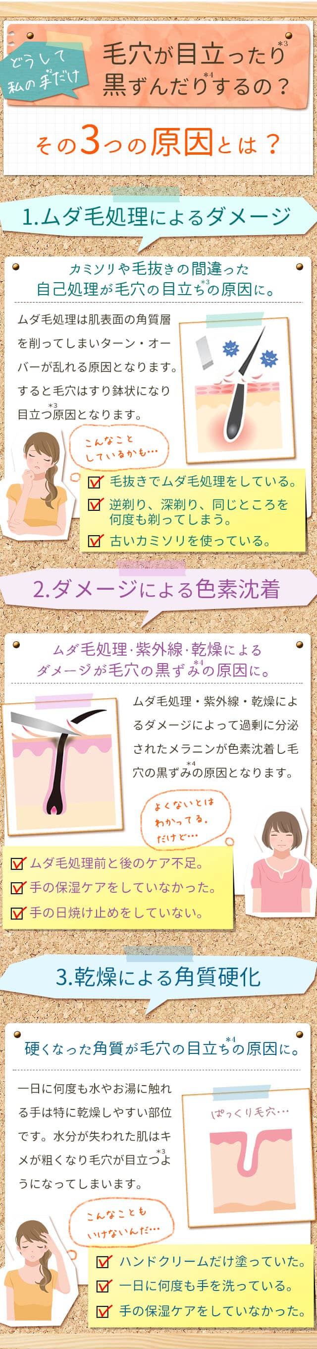 どうして私の手だけ毛穴が目立ったり黒ずんだりするの?